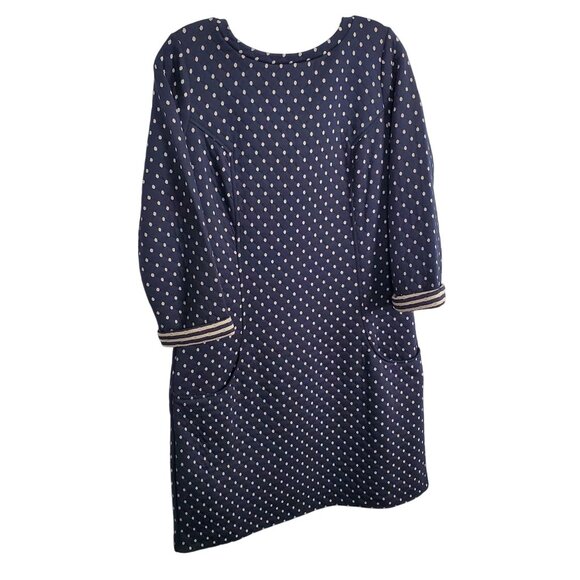 Boden Dresses & Skirts - Boden Size 12 Dress Dotty Day Quilted Shift Polka Dot Zip Back Pockets Navy
